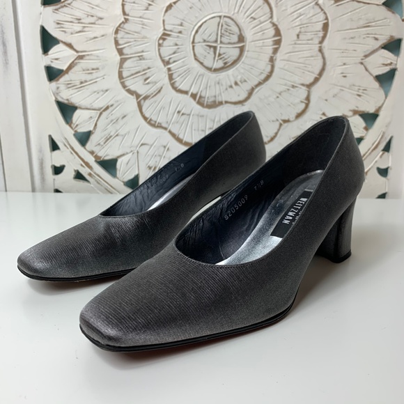 Stuart Weitzman Shoes - Stuart Weitzman Gray Satin Pumps, 7.5